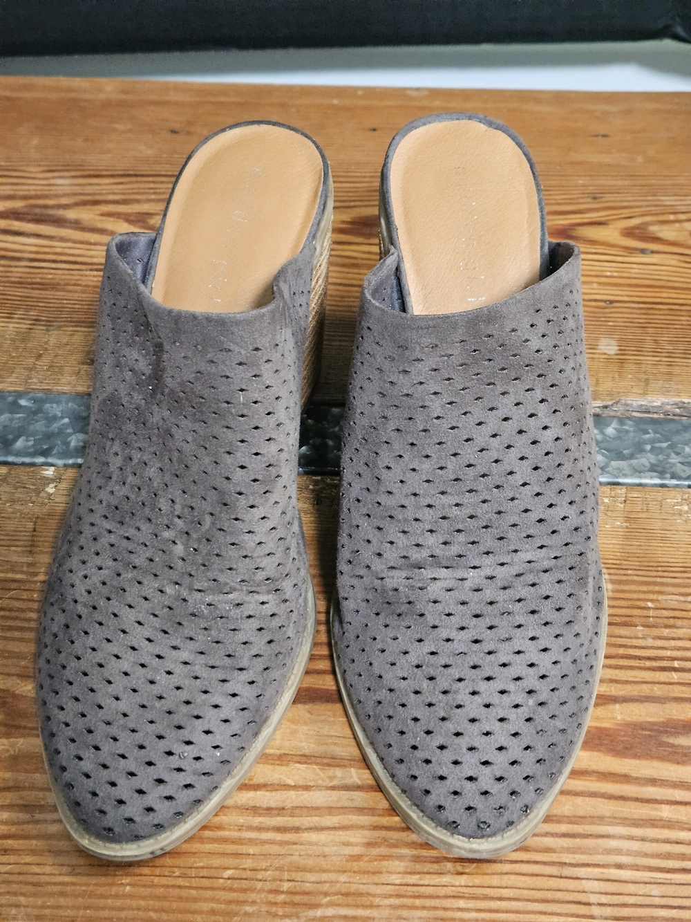 Madden Girl Taupe Perforated Slip-On Mules